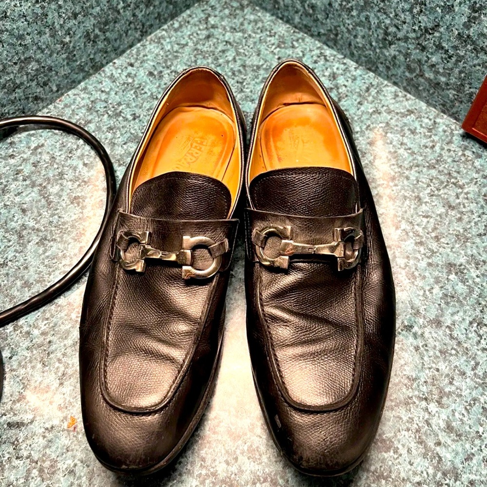 Salvatore Ferragamo Mens Parigi Gancini Bit Loafer Dress Shoes Black SZ 10.5 EE